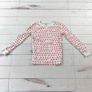 J.Crew Kids Girls Size 10 Red Prancing Reindeers White Pajama Set